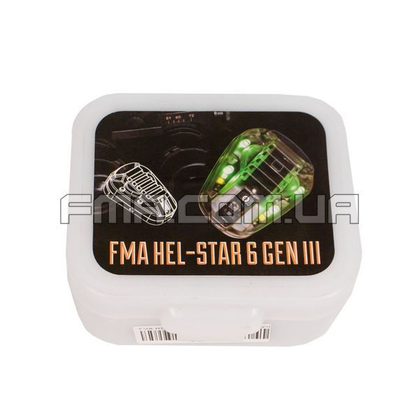 FMA Hel-Star 6 GEN III Helmet Mounted Light, Black, White, Green